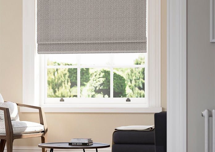 Bellavelle Chevron, Pebble Grey - Twist&Fit Roman Blind - Image 5